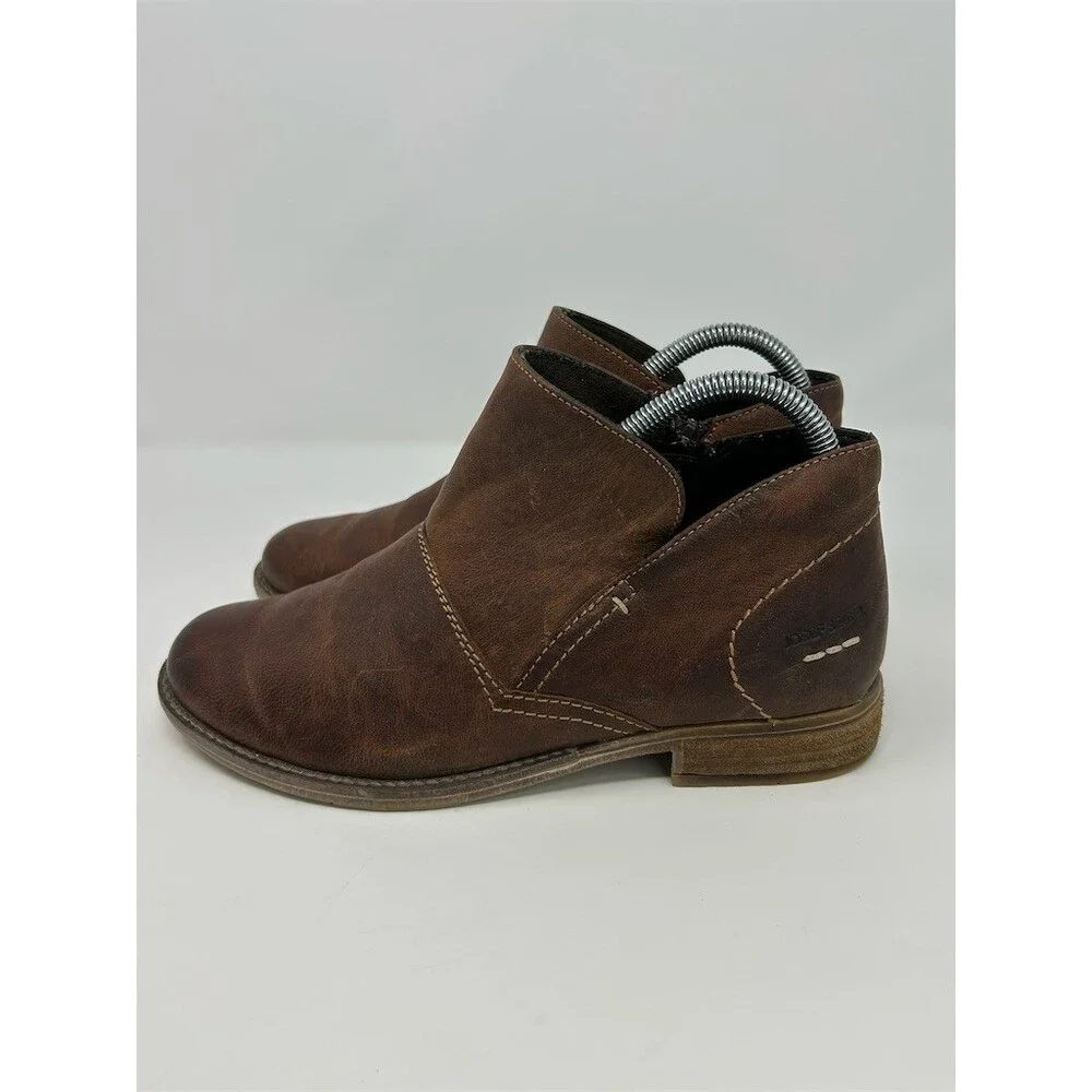 Josef Seibel Sienna 81 Women's Ankle Booties Brown Side Zip Low Heel Size 39